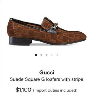 Gucci Square G loafers with stripe. US 8.5